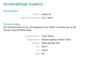 Domainabfrage-Ergebnis der denic - denic.de